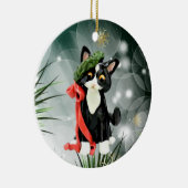 Schwarz-Weiß-Tuxedo-Katze Keramik Ornament (Rechts)