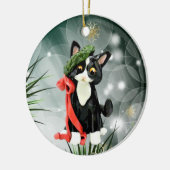 Schwarz-Weiß-Tuxedo-Katze Keramik Ornament (Links)