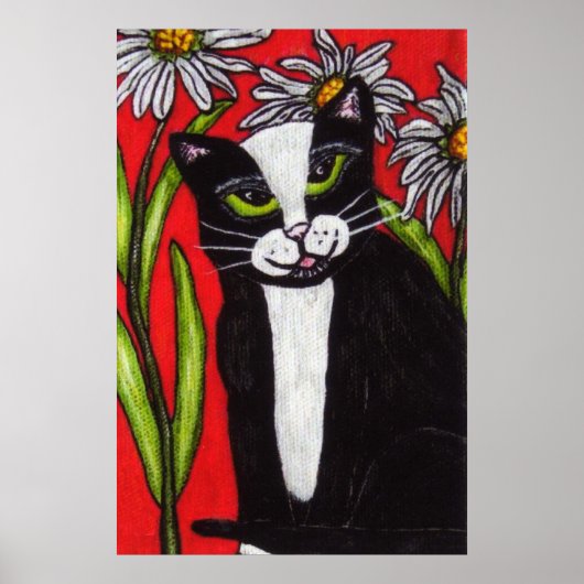 Schwarz-weiß Tuxedo Katze Weißes Milchprodukt Poster (Vorne)