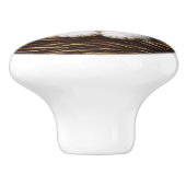 Schwarz-Weiß-Tuxedo-Katze Winterbilder Gemälde Keramikknauf (Seitenansicht)