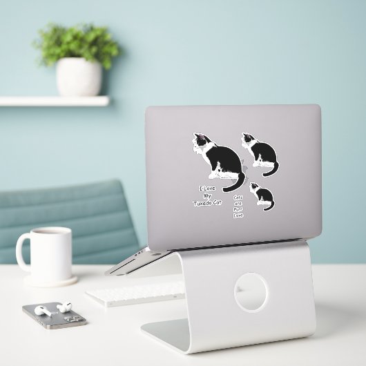 Schwarz-Weiß-Tuxedo-Katzen-Aufkleber-Set Aufkleber (Laptop auf Schreibtisch)