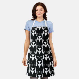 Schwarz-Weiß-Tuxedo-Katzen Funny Geometric Schürze
