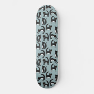 Schwarz-Weiß-Tuxedo-Katzen-Muster Skateboard