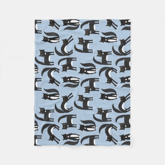 Schwarz-Weiß Tuxedo Katzenblau Fleecedecke (Vorderseite)