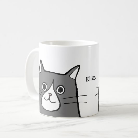 Schwarz-Weiß-Tuxedo Katzengeschenk Liebe Individue Kaffeetasse (Vorderseite Links)