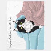Schwarz-weiß Tuxedo Katzenleder Niedlich Blau Rosa Fleecedecke (Vorderseite)