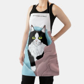 Schwarz-weiß Tuxedo Katzenleder Niedlich Blau Rosa Schürze (InSitu)