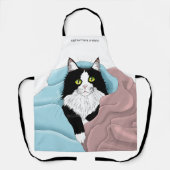 Schwarz-weiß Tuxedo Katzenleder Niedlich Blau Rosa Schürze (Vorderseite)