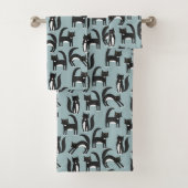 Schwarz-Weiß-Tuxedo-Katzenmuster Badhandtuch Set (Insitu)