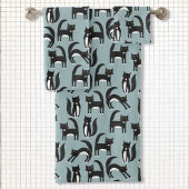 Schwarz-Weiß-Tuxedo-Katzenmuster Badhandtuch Set