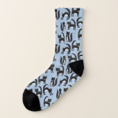 Schwarz-Weiß Tuxedo Katzenmuster Blau Socken (Links - Außen)