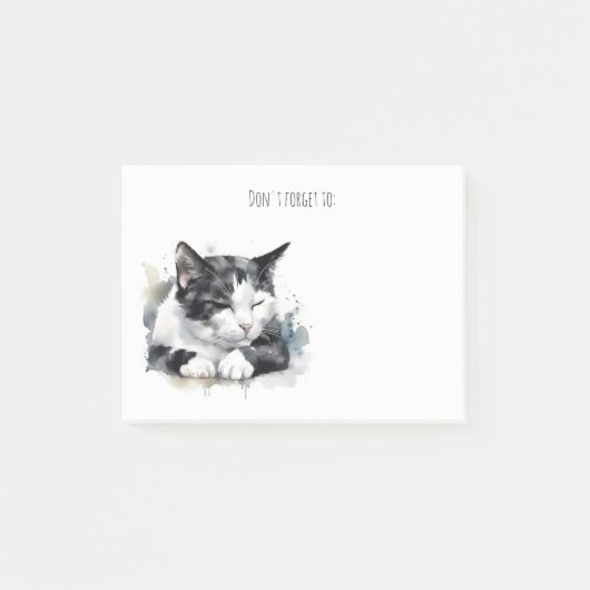 Schwarz-Weiß-Tuxedo-Katzenposten - Anmerkungen Post-it Klebezettel (Vorderseite)