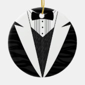 Schwarz/Weiß-Tuxedo Keramik Ornament (Vorne)