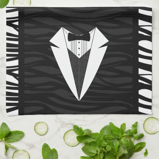 Schwarz/Weiß-Tuxedo Küchentuch (Gefaltet)