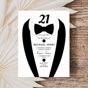 Schwarz-weiß Tuxedo Mens 21. Geburtstag Party Einl Einladung