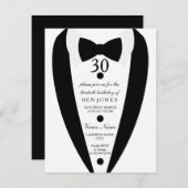 Schwarz-Weiß Tuxedo Mens 30. Geburtstag Einladung (Vorne/Hinten)