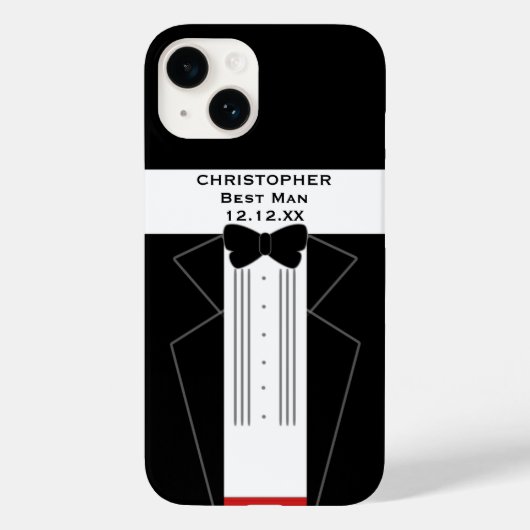 Schwarz-Weiß-Tuxedo-Trauzeuge Hochzeitsgeschenk Case-Mate iPhone Hülle (Rückseite)