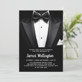 Schwarz-Weiß Tuxedo Tux Geburtstagsveranstaltung Einladung (Stehend Vorderseite)