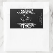 Schwarz-Weiß-Twigs und Blätter Sojakandle Rechteckiger Aufkleber (Tasche)