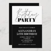 Schwarz-Weiß-Typografie 54. Geburtstag Einladung (Vorne/Hinten)