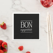 Schwarz-Weiß-Typografie BON APPETIT Serviette (Beispiel)