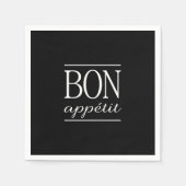 Schwarz-Weiß-Typografie BON APPETIT Serviette (Vorderseite)