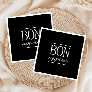 Schwarz-Weiß-Typografie BON APPETIT Serviette