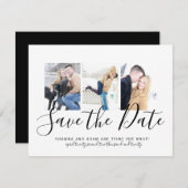 Schwarz-Weiß-Typografie-Foto Save the Date Ankündigung (Vorne/Hinten)