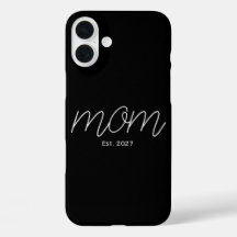 Schwarz-Weiß-Typografie-Geschenk 'Mom Est'