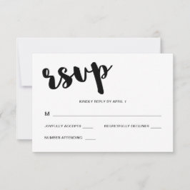 Schwarz-Weiß-Typografie-Hochzeit RSVP Karte