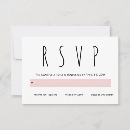 Schwarz-Weiß-Typografie-Hochzeit RSVP Karte (Vorderseite)