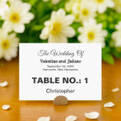 Schwarz-Weiß-Typografie-Hochzeitsplatzkarte Tischnummer