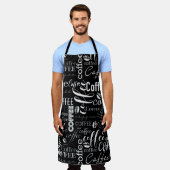 Schwarz-Weiß-Typografie - Kaffeedesign Schürze (Getragen)