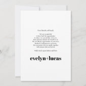 Schwarz-Weiß-Typografie-Minimalistische Foto-Hochz Dankeskarte (Rückseite)