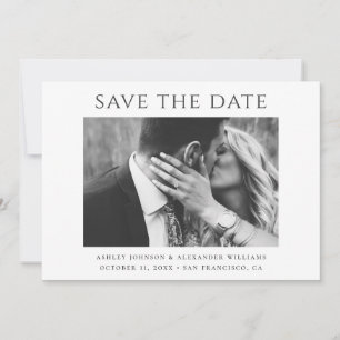 Schwarz-Weiß-Typografie. Minimalistische Hochzeits Save The Date