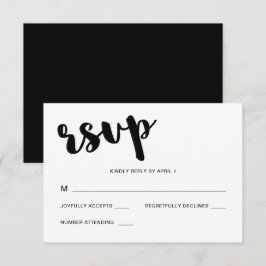Schwarz-Weiß-Typografie - Reaktion auf Hochzeiten RSVP Karte
