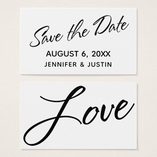 Schwarz-Weiß-Typografie Save the Date einfügen (Vorne & Hinten)