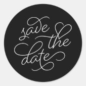 Schwarz-Weiß-Typografie Save the Date Runder Aufkleber (Vorderseite)