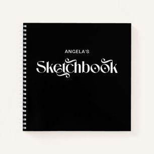 Schwarz-Weiß-Typografie-Sketch Notizblock