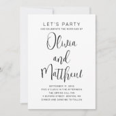 Schwarz-Weiß-Typografie-Skript Hochzeit + QR Einladung (Vorderseite)