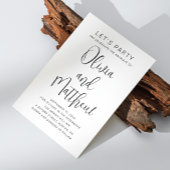 Schwarz-Weiß-Typografie-Skript Hochzeit + QR Einladung