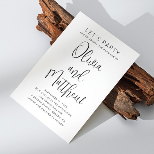 Schwarz-Weiß-Typografie-Skript Hochzeit + QR Einladung