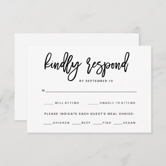 Schwarz-Weiß-Typografie | UAwg RSVP Karte (Vorne/Hinten)