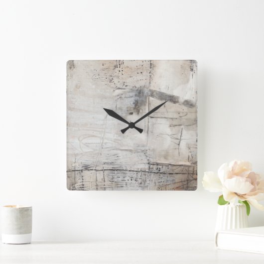 Schwarz-weiß u. Bronze Quadratische Wanduhr (Zuhause)