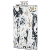 Schwarz, Weiß u. Goldflasche - "Nouveau " Flachmann (Links)