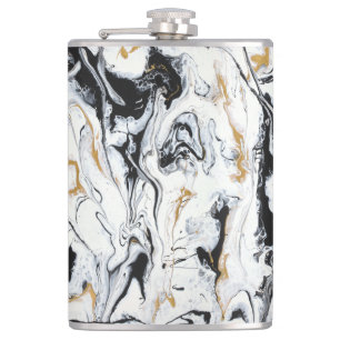 Schwarz, Weiß u. Goldflasche - "Nouveau " Flachmann