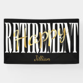 Schwarz, Weiß u. Goldruhestands-Party Banner (Horizontal)