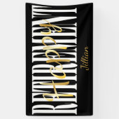 Schwarz, Weiß u. Goldruhestands-Party Banner (Vertikal)