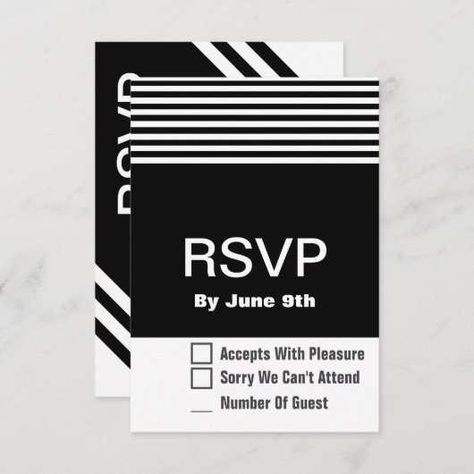 Schwarz-Weiß-UAWG-Antwortkarte 3,5 x 3 Zoll RSVP Karte (Vorne/Hinten)