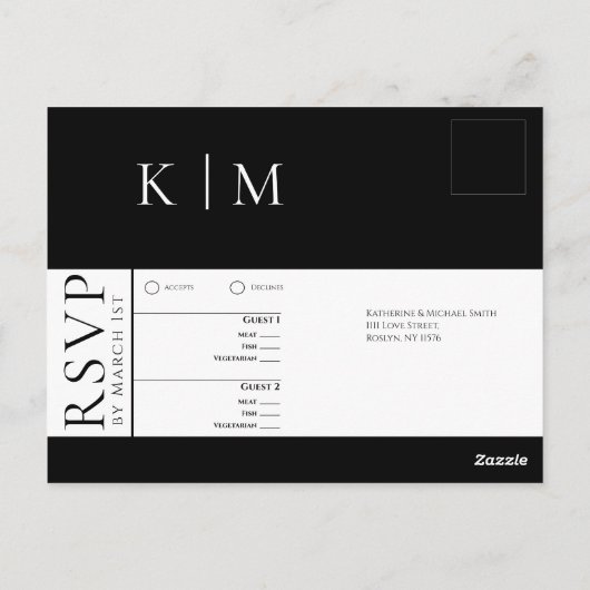 Schwarz-Weiß-UAWG-Hochzeit- Postkarte (Rückseite)